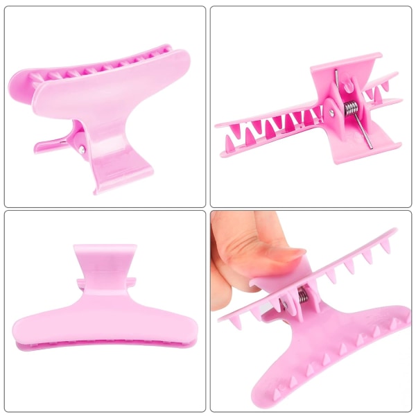 12 kappaleen pakkaus PInk Butterfly Hair Clamps Clips Hair Claw Clips Pro Salon Clip naisille ja tytöille Pink