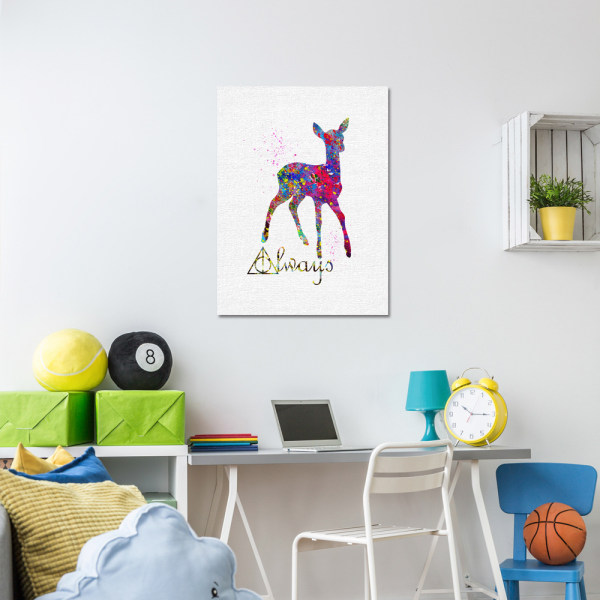 Vattenfärg älg väggkonst canvas tryck affisch, enkel mode vattenfärg konst ritning