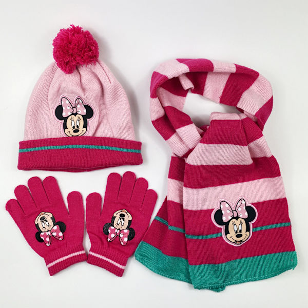 Minnie Mouse Vinterhattset - 3-delat Frysset Vinterhatt, Snöhandskar och Halsduk för Barn, Överraskningsjulklappar och Födelsedagspresenter 2