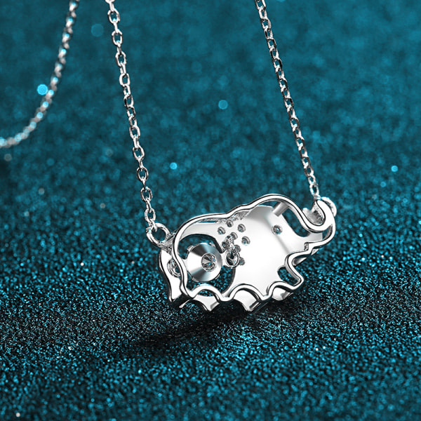 Moissanite Elefant Hänge Halsband S925 Silver D Färg Ide