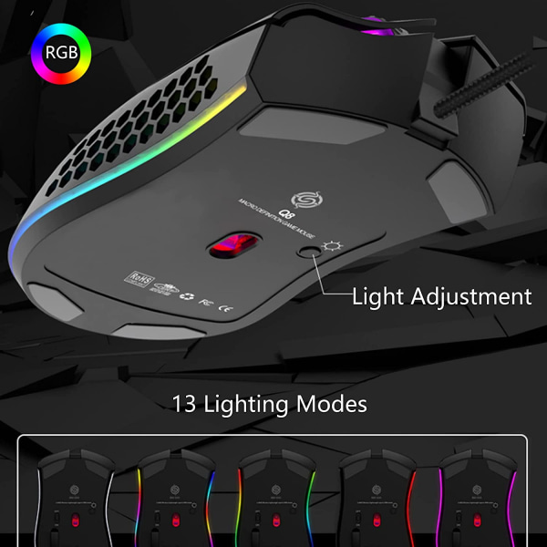 Lättviktig spelmus med sladd, cellulär design