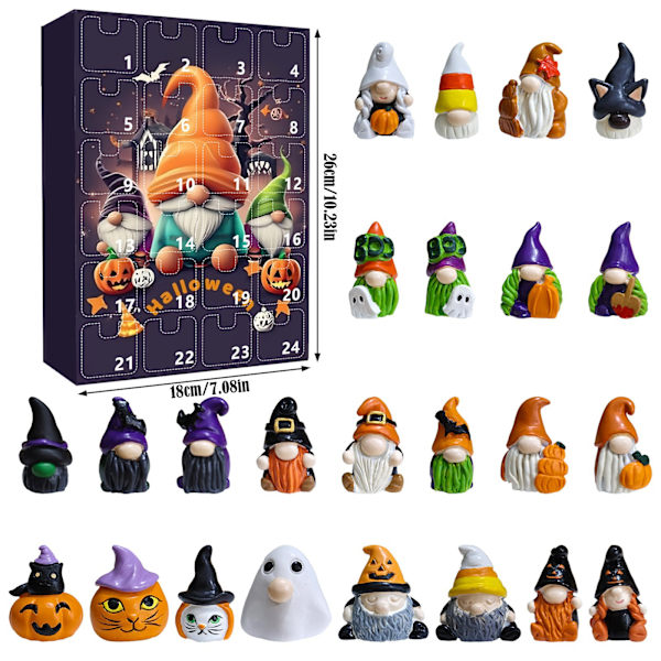 2024 Ny Halloween Nisse Adventskalender - 24 Dages Halloween Nedtælling - Søde Mini Nissefigurer Legetøj Gaver til Børn Type A