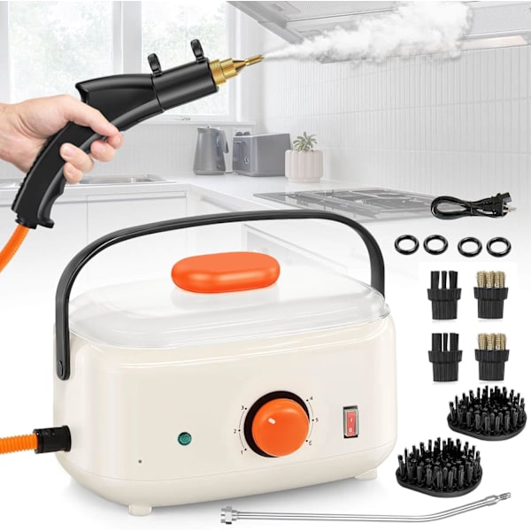 2500W håndholdt damprenser, 1500 ml højtryksdamprenser til rengøring, multifunktionel bærbar damprenser til hjemmebrug, damprenser til bilpleje U Cream-1500ML Water Tank