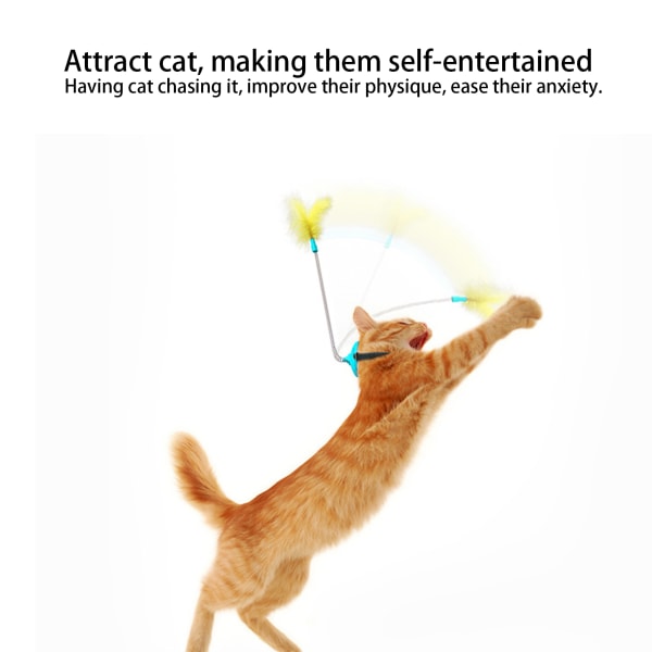 Collar Cat Teaser Feather Collar Cat Teaser med Self Excited Neck Interactive Teaser Light Blue