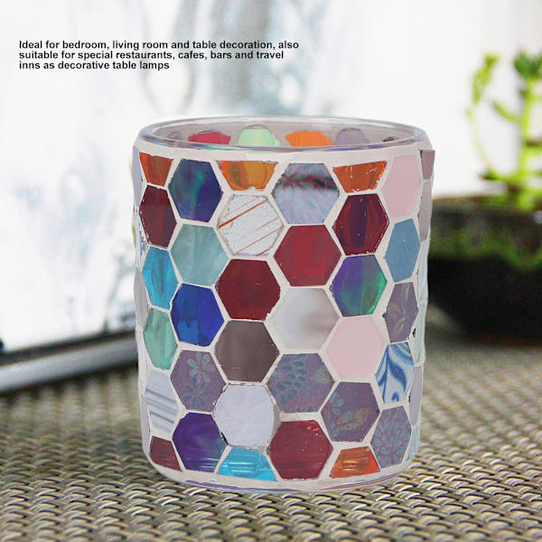 Glasljusstake Modern Europeisk Färgglad Hexagonal Mosaik Ljusstake Hem Ljusstake Middag Dekoration