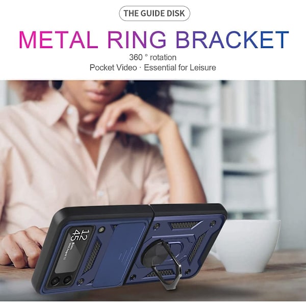 Kompatibel med Samsung Galaxy Z Flip 3 Fodral, [Militär Gra
