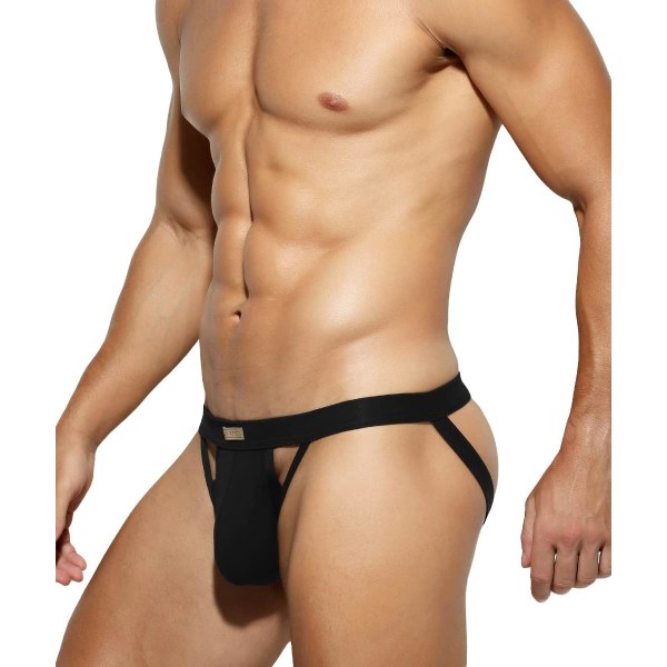 Mænds atletiske supporter stræk undertøj mesh jock strap multipack Black XL