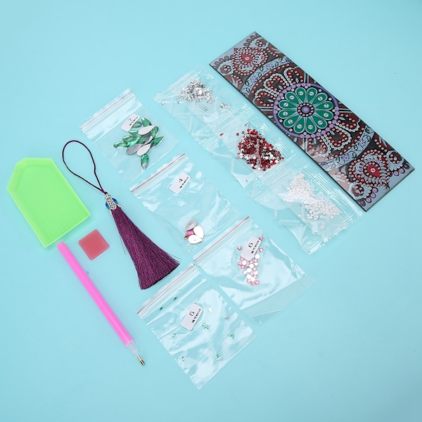 DIY Kvast Bogmærke Særlig Formet Diamant Maleri Læder Side Markeringer Broderi Håndværk Gave