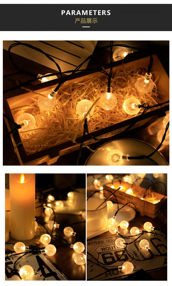 Julgransbelysning, kristallsprickkula belysning led mjuk vit
