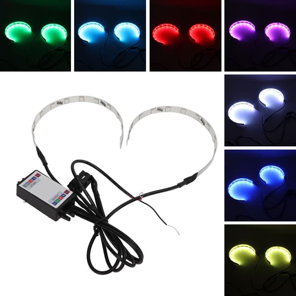 2 stk. Multifarget RGB LED Demon Eye Bluetooth APP-kontroll Halo Ring Frontlys for Bil