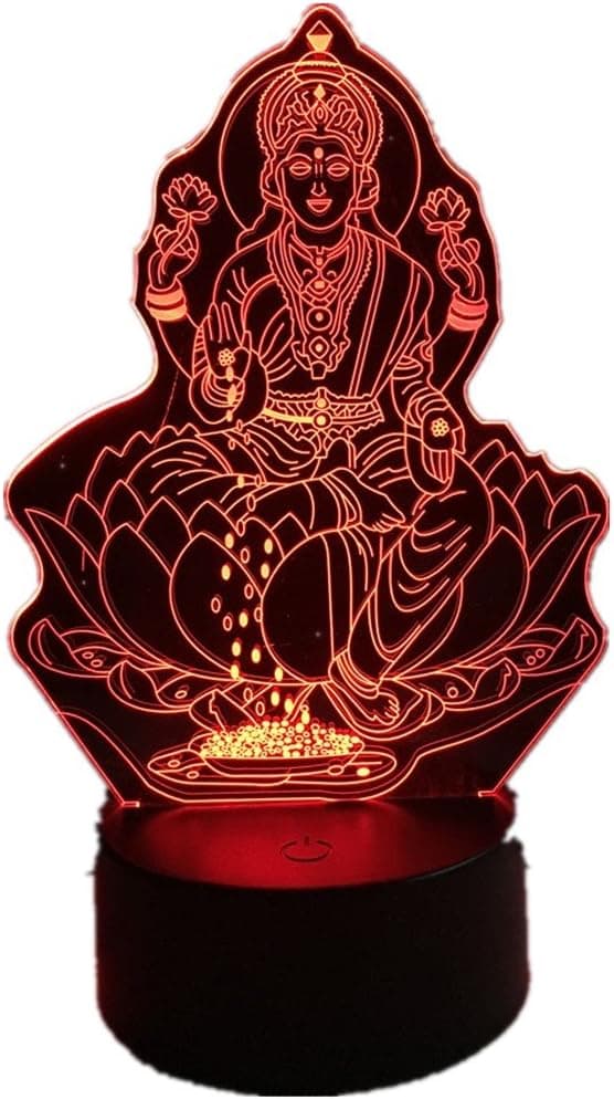 Buddha 3D LED Natlampe med USB Touch Bordlampe som Dekoration