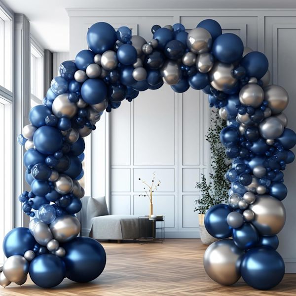 130 stk. metalliske blå balloner i forskellige størrelser 18\" 12\" 10\" 5\" ballonbue guirlande sæt perfekt til fødselsdag, dimission, babyshower, bryllup, ferie Metallic Blue