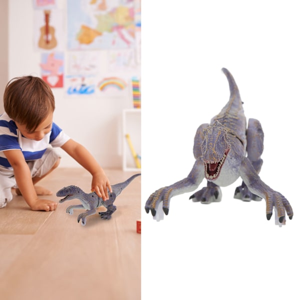 Fjärrkontroll Dinosaurie Modell 2.4G Realistisk Gående Rytande Pedagogisk RC Dinosaurie Leksak för Barn Velociraptor