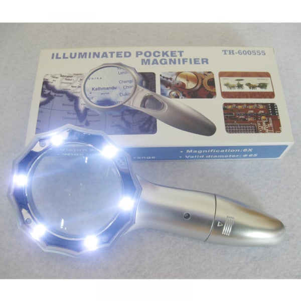 Forstørrelsesglas 6 LED-lys Paraply Kniplinger Trim Form L