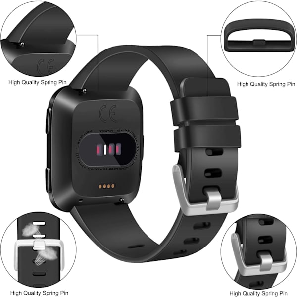 PACK 3 Mjuka Silikonband för Fitbit Versa 2 / Fitbit Versa / Fitbit Versa Lite Classic Justerbara Sportband för Kvinnor Män Små Stora (Utan Spår