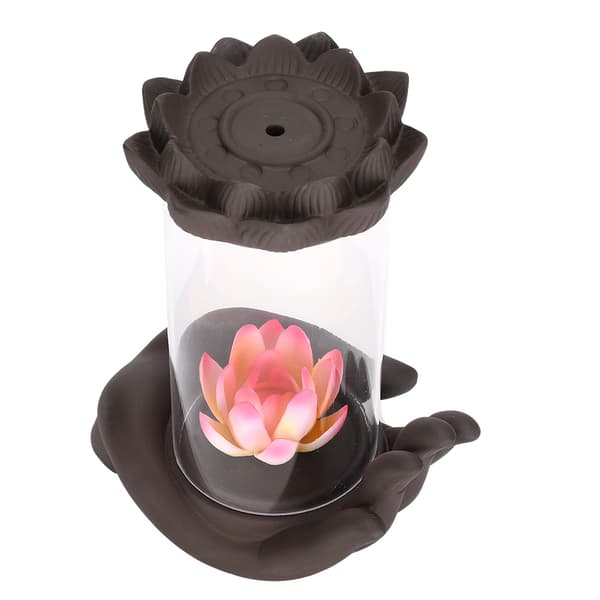Buddha Lotus Form Tilbageflow Røgelse Brænder Kar Holder Hjem Kontor Dekoration Gaver
