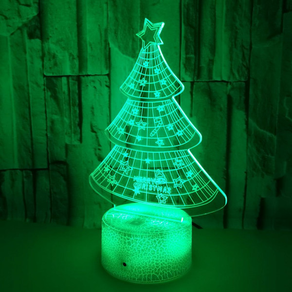 Julgran 3D nattlampa, 7 färger som ändras med fjärrkontroll