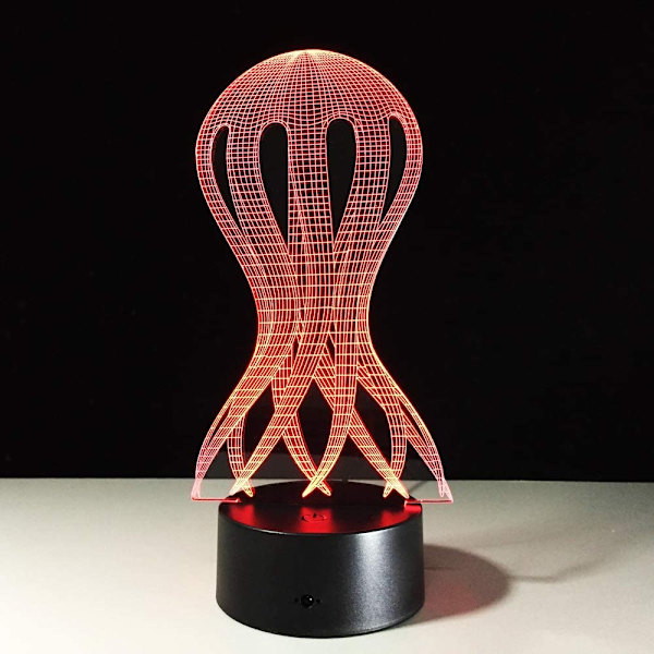 Meduusa Optinen Illuusio 3D LED-Sensori Yövalo Älykkäällä Kosketuspainikkeella & USB 7 Väriä Vaihtuva Tunnelma Lamppu Jouluun Kiitospäivään Makuuhuoneen Sisustukseen