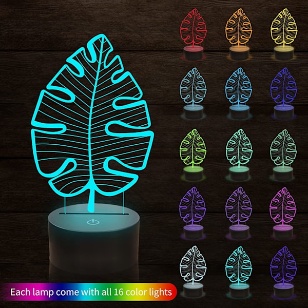Monstera Blad Nattlampa, Anywin 3D LED Nattlampor med