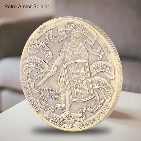 40*3mm Antik soldat mönster metall retro rustning utmaning mynt samling