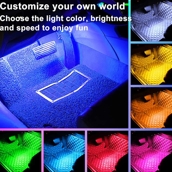 Billampor for bil 4 stk 36 LED-billampor Atmosfærelys Neonlys Flerfarget Musikk Billamp LED-stripebelysning Dekorativt Underdash-belysningssett