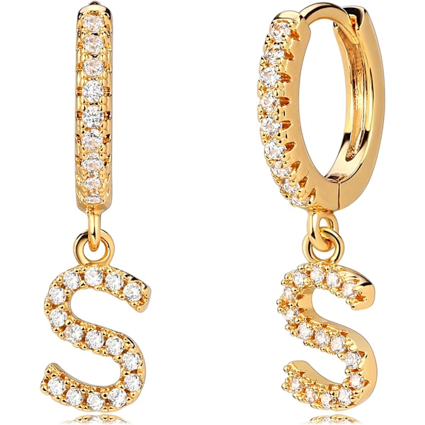 AVEKI 18K Delikat förgylld pavé Cubic Zirconia bokstavsberlock