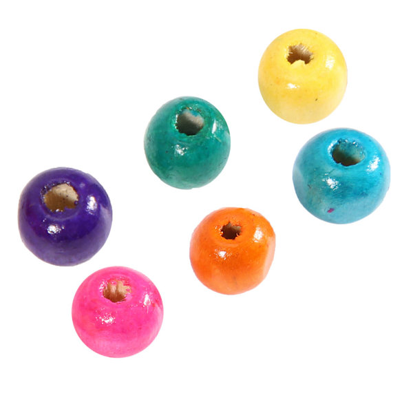 Färgglada runda träpärlor DIY hantverkspärlor smyckestillverkningsmaterial 12 mm