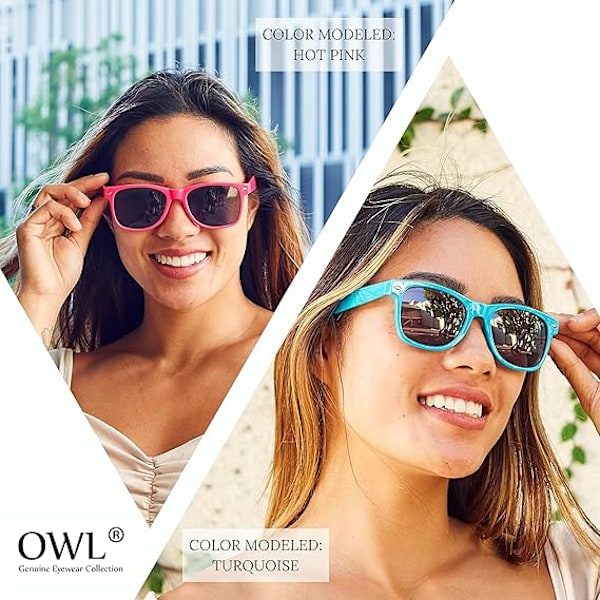 Retro Solbriller i 80'er Stil Klassisk Vintage Unisex Nerd Farvet Stel OWL