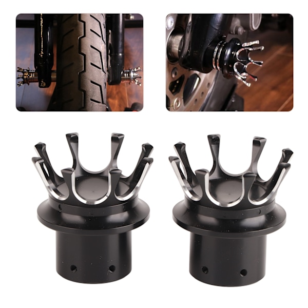 Framgaxeldäcklock Distinkt Krona Styling CNC Aluminiumlegering för Motorcykelmodifiering Svart Krom