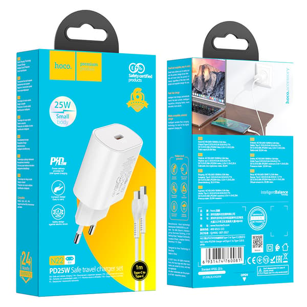 hoco. N22 Europeisk standard PD25W lader egnet for Apple