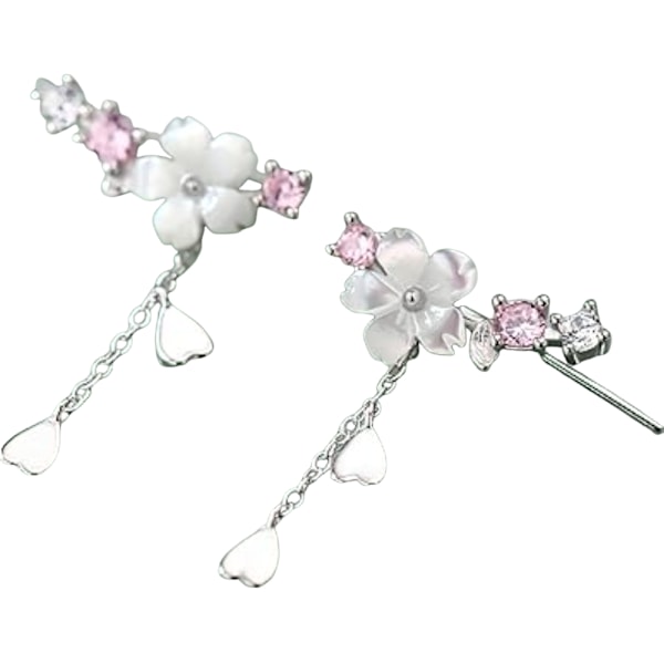 925 Sterling Silver Blommor Öronmanschetter Hoop Klättrare Örhänge för Kvinnor, Roséguld Brosk Örhängen med Piercing, Fint Tofs Öra