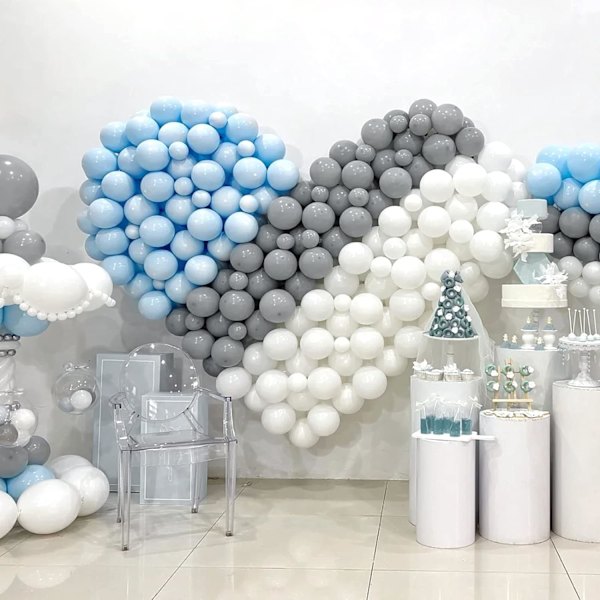 129 st gråa latexballonger i olika storlekar 18 12 10 5 tum matt gråa festballongset för födelsedagsfest examen babyshower bröllop Pastel Gray