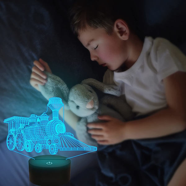 Tog 3D Gave Lampe, Attivolife Illusion Hologram Natlampe med Timer Fjernbetjening 16 Farver Skiftende