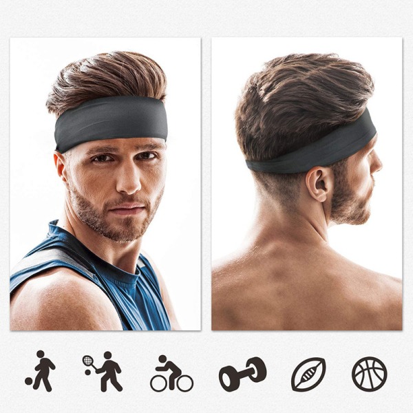 Sports Headbands for Men (4 Pack),Moisture Wicking Workout Headband, Sweatband Headbands for Running,Cycling,Football,Yoga