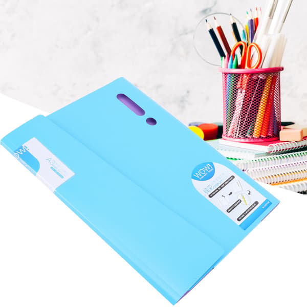 Farget dokumentmappe Sterk kraft Sterk A3/A4 testpapir klips Dokumenter mapper (Blå)