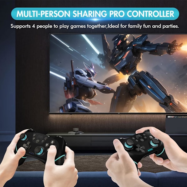 Switch Controller, Trådløs Pro Controller til Switch/Switch Lite/Switch OLED med Wake-up, Turbo og Gyro-akse Black+Blue