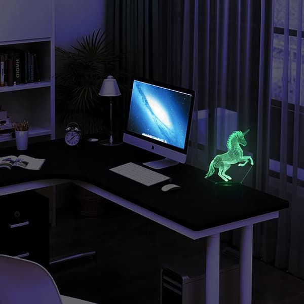 Unicorn Lamper Akryl 7-Farve 3D Illusion LED Farveskiftende