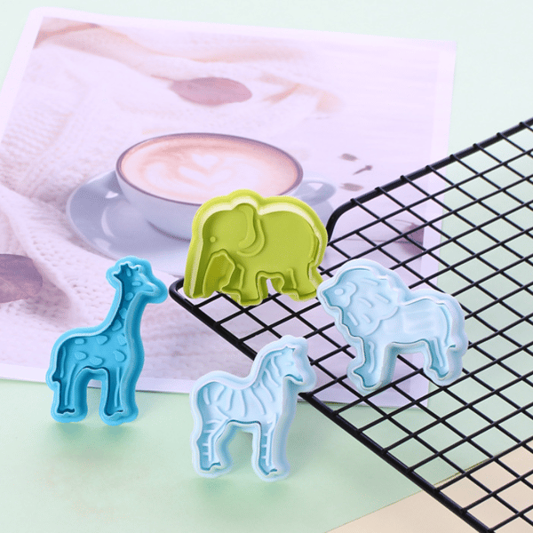 Kageform, sæt med 4 dyreformede fondantkageforme
