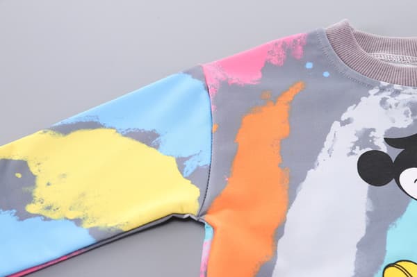 2024 Nye Mickey farvede toppe og bukser søde Sweatshirt Sæt til børn 120cm