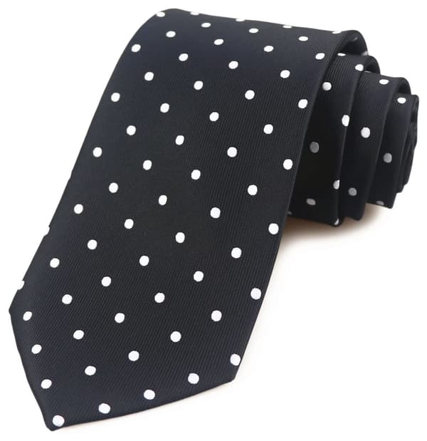 Herre sort hvid prikket slips, 3,15\" bredde 57\" længde, jacquardvævet mikrofiber polyester slips, klassisk formel forretningsbryllup Black Small Dot