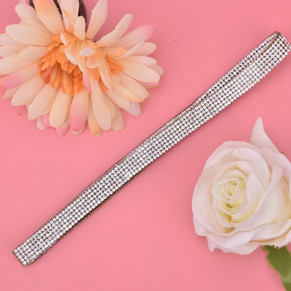 5 rader 1m strass trim band varmfix kristallkedja trim kläder tillbehör dekoration (silver)