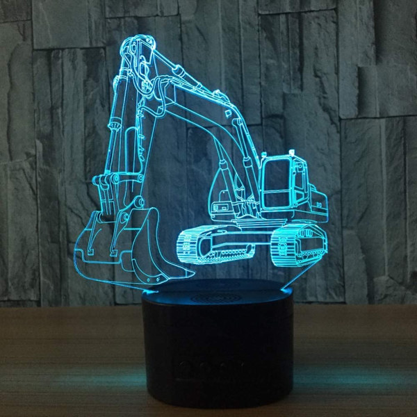 3D Gravemaskin Lastebil Bil Nattlys Bordlampe Dekor Bord Skrivebord Optisk Illusjon Lamper 7 Farge Skiftende Lys LED Bordlampe Jul Hjem Kjærlighet Bursdag