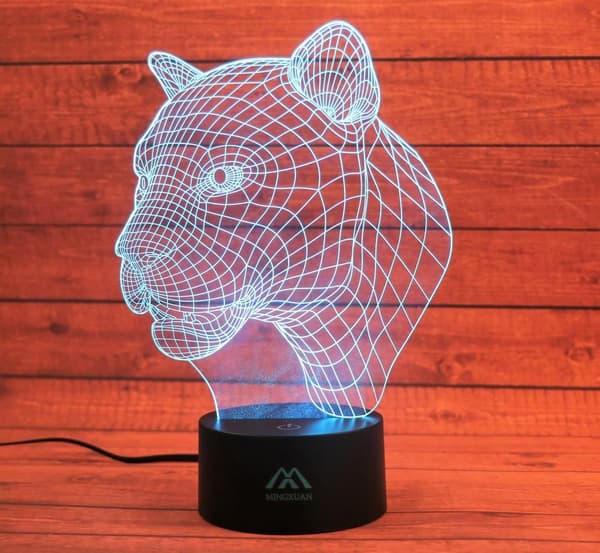Leopard 3D Nattlampe 7 Farger LED Touch Bordlamper En