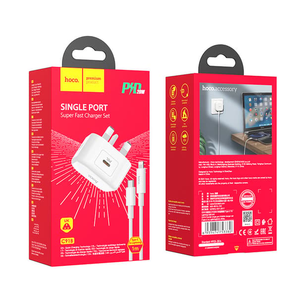 hoco. C91B Tuoyuan enkelt port PD20W oplader egnet til iP