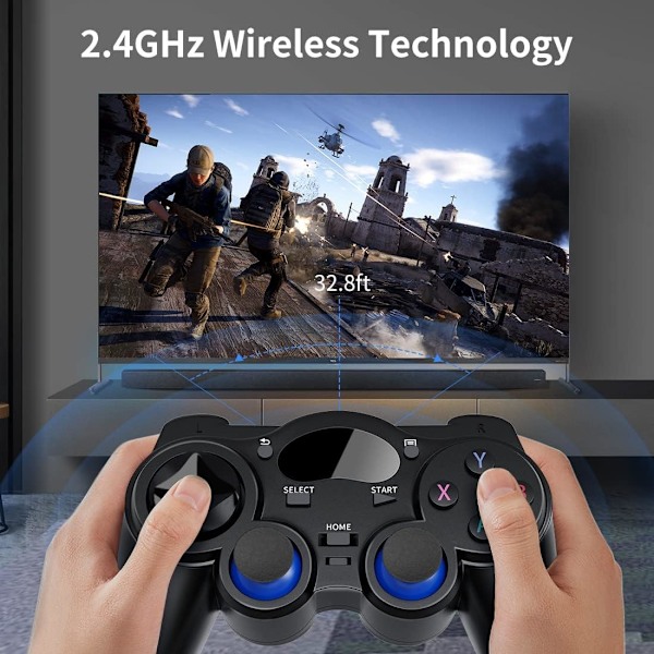 USB 2.4G trådlös spelkontroll 2-pack för PC/bärbar dator (Windows XP/7/8/10)/ Android / PS3 & Steam Joystick Gamepad för pc Games Controller C