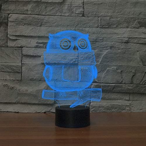 Hjem Dekoration Sød Ugle 3D Lampe 7 Farver Optisk Illusion A
