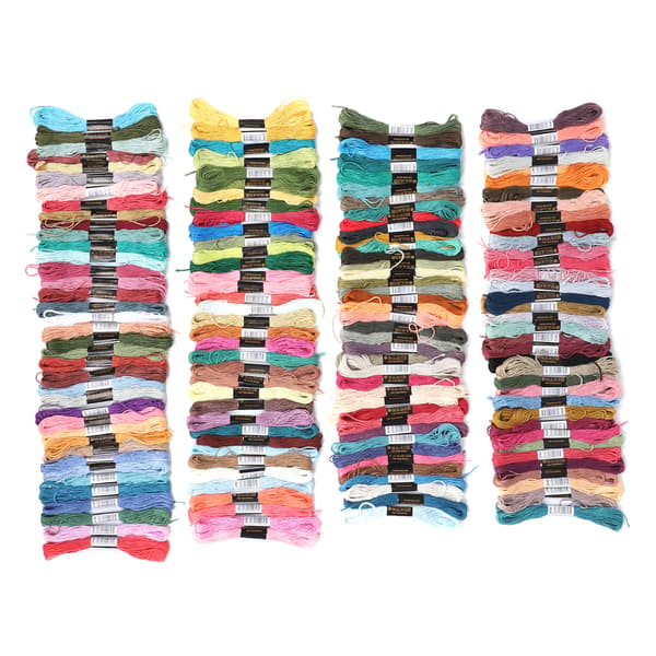 150 stk broderigarn korssting floss polyester bomullsskjær flerfarget 8 meter