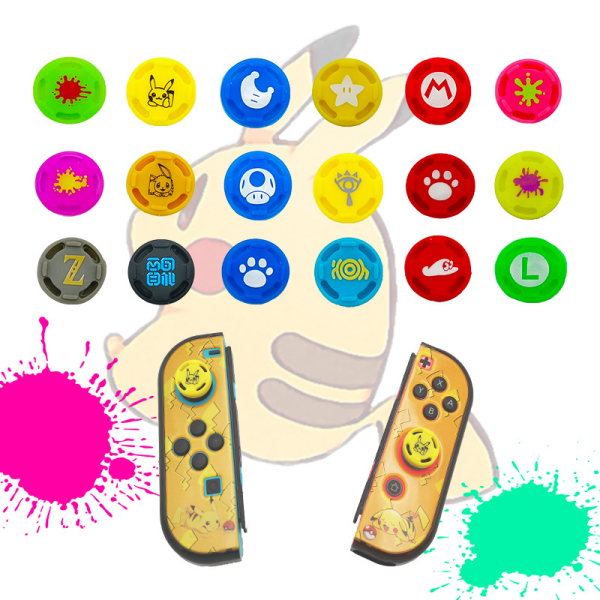 18 stk. tommelfingergreb-sæt joystick-hætte tommelfingergrebsdæksel til Switch Joy-Con-controller/Switch Lite Limited Edition