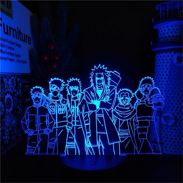Naruto Kakashi Uchiha Sasuke 3D Illusionslampa Nattlampa Smart Touch, RGB-effekt USB-kabeldriven Kreativ 3D Japansk Animelampa