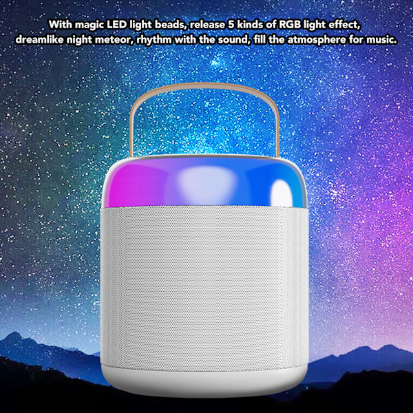 Trådløse karaokehøyttalere RGB-lys Bluetooth 5.3-høyttaler med 2 trådløse mikrofoner Bærbar karaokemaskin for familiefest White